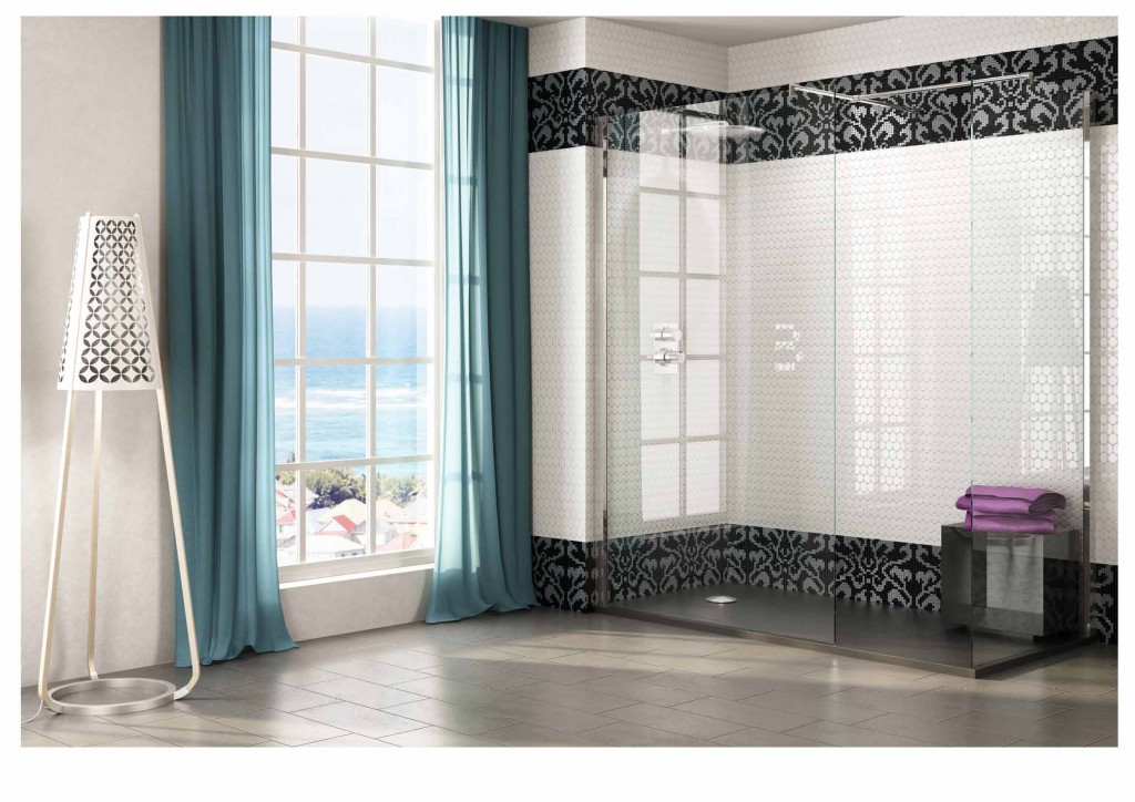 mamparas para baño y ducha  Mampara Ducha Dos fijos con perfil a pared Nebet